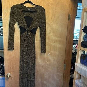 Ark & Co Black and Gold Long Sleeve Dress
